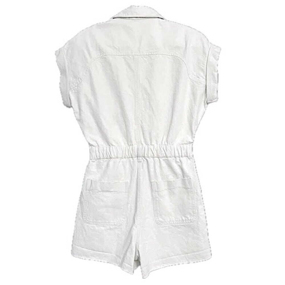 Zara White Denim Romper Womens M NEW - Picture 3 of 13